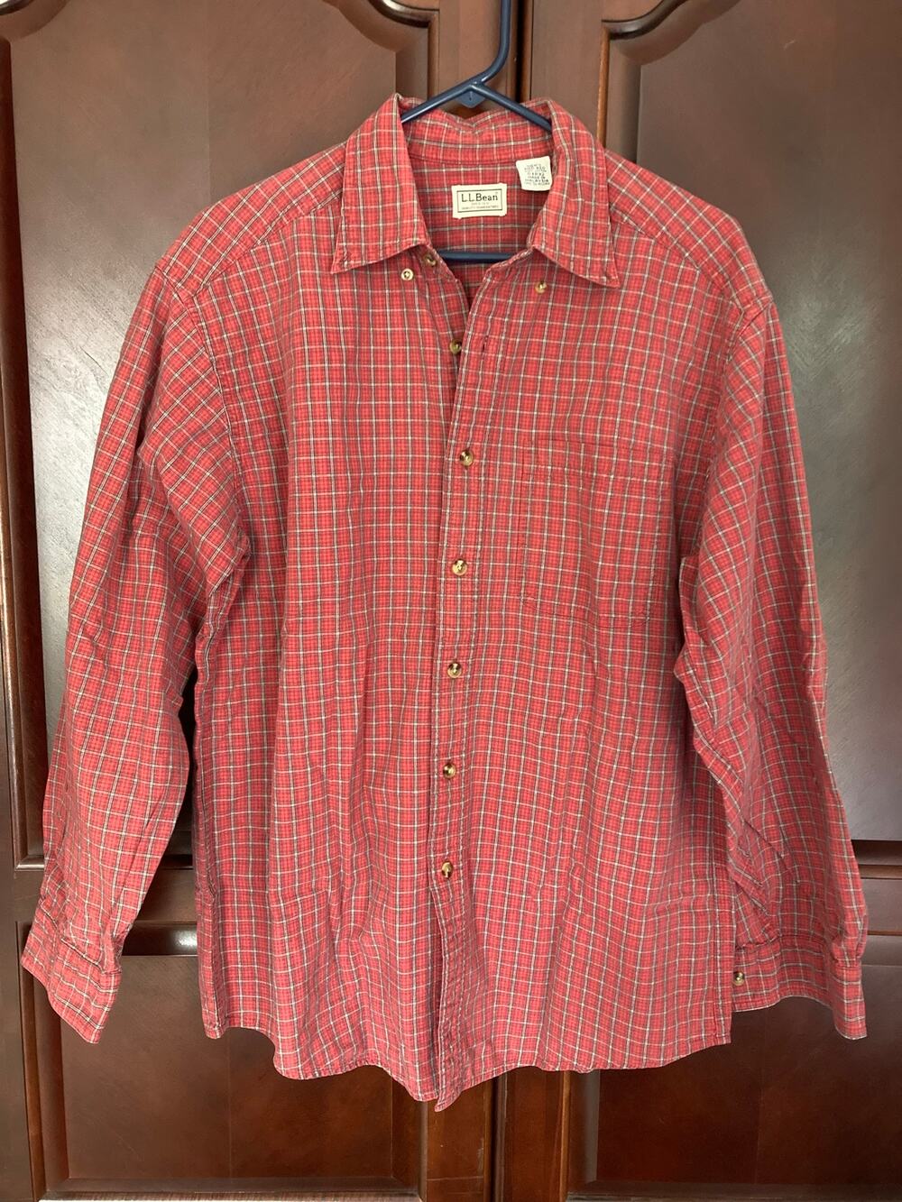 L.L. Bean - Classic Cabincore Red Black Button Up Long Sleeve Plaid Pattern - M